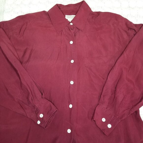 VINTAGE Banana Republic Silk Button Down Shirt wine S Safari & Travel Clothing - Picture 7 of 10